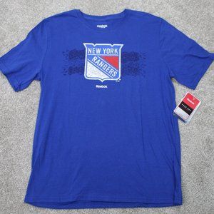 NY Rangers Shirt NWT Youth XL Blue Reebok NHL Face Off‎ Apparel 100% Cotton S/S